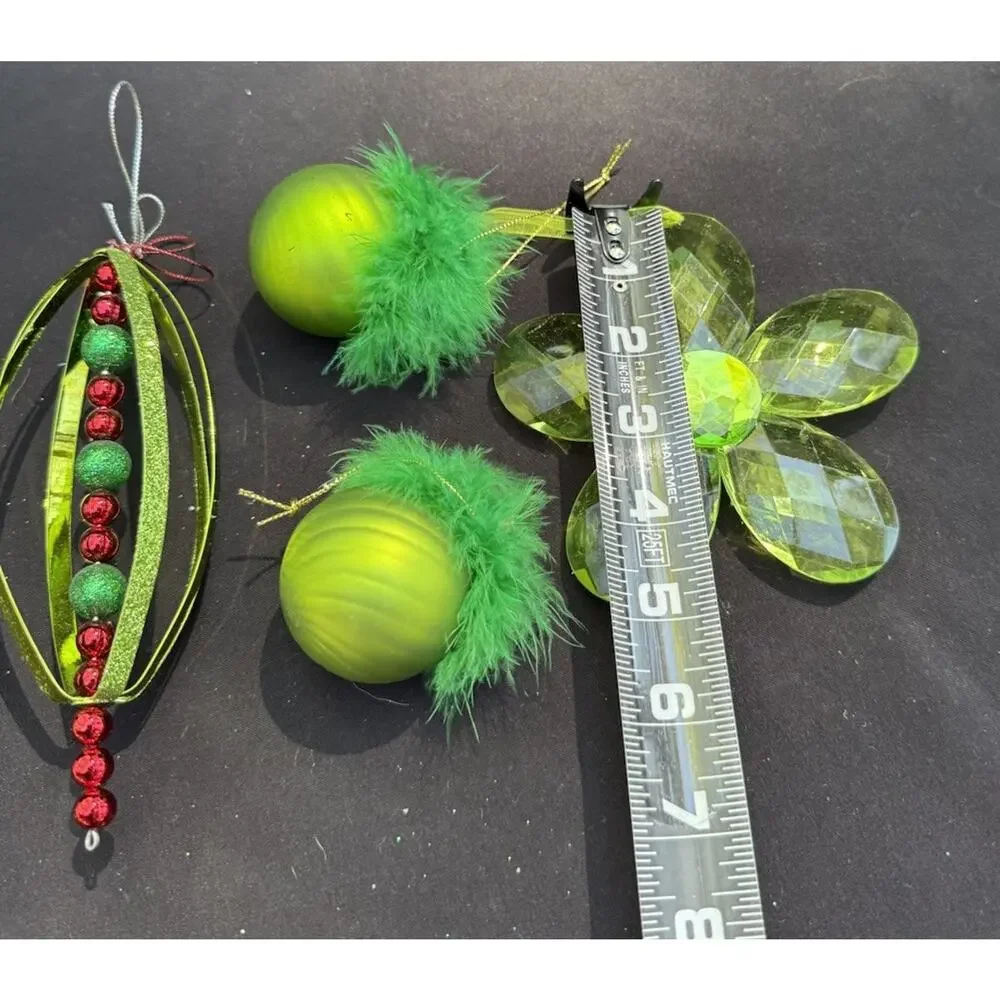 3 Vintage Department 56 Whimsical Green Christmas ornaments -Lo10
